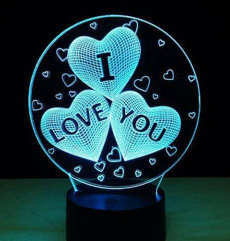 Светильник 3D Desk Lamp Сердца в шаре "I love you"