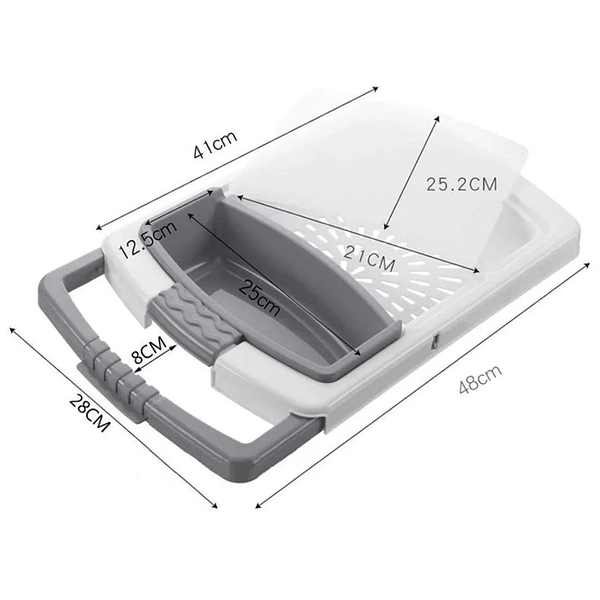 Кухонная разделочная доска на раковину Dish washing 3 в 1 Серая