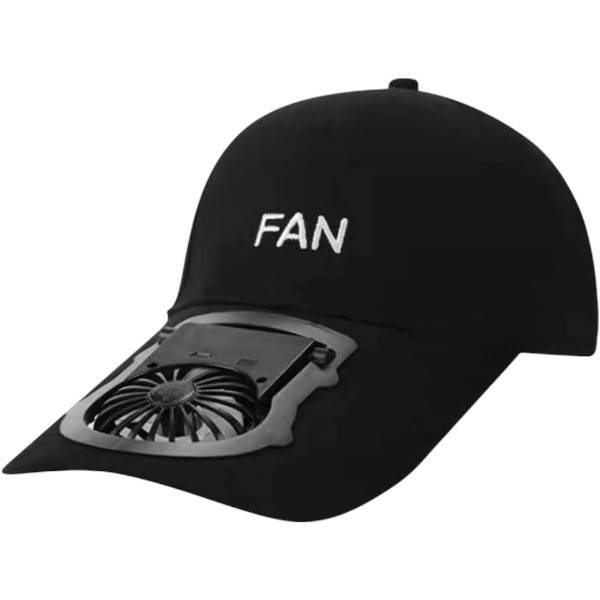 Літня кепка/бейсболка охолоджувальна з вентилятором та обдуванням Fan з акумулятором Чорна
