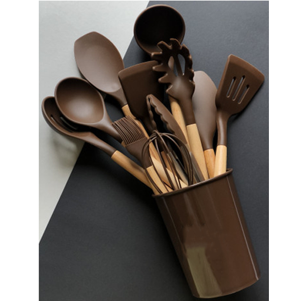 Кухонний набір з 12 предметів Kitchen Art з бамбуковою ручкою Коричневий