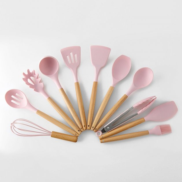Кухонний набір з 12 предметів Kitchen Art з бамбуковою ручкою Рожевий