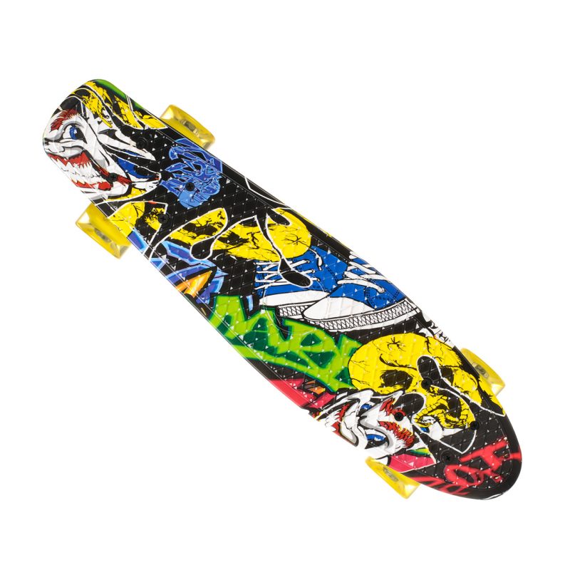Скейт Пенни борд Best Board 24, колёса PU Светящиеся Граффити (односторонний окрас)