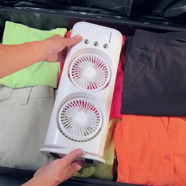 Портативний кондиціонер подвійний з підсвіткою Artic Air Cooler Fan ICE Білий