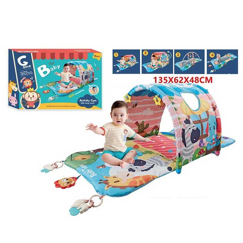 Игровой коврик 4в1, тоннель, игровые элементы (918-002)