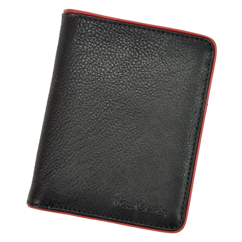 Чоловічий шкіряний гаманець Pierre Cardin TILAK05 TUMBLE 326 чорний + червоний