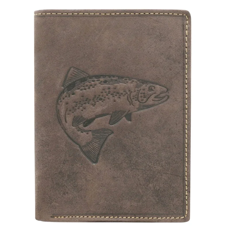 Чоловічий шкіряний гаманець Always Wild ANIMALS N4-CHM FISH Коричневий