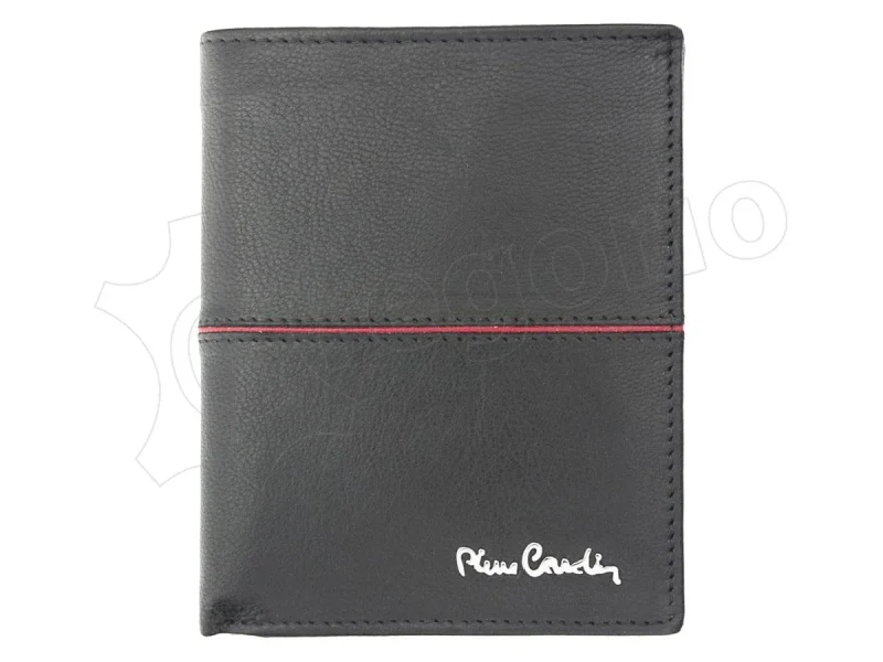 Чоловічий шкіряний гаманець Pierre Cardin TILAK38 326 RFID чорний + червоний