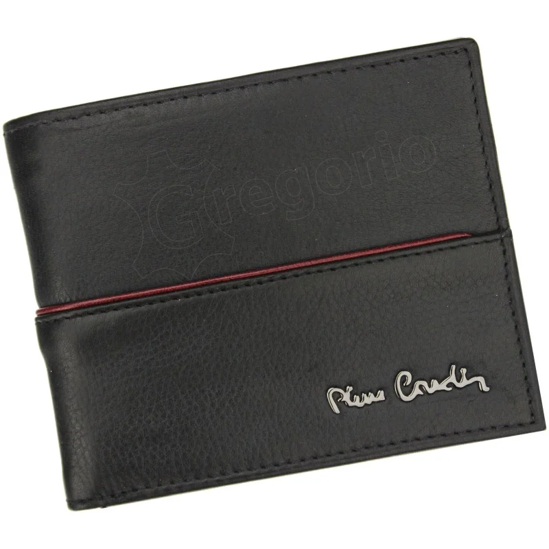 Чоловічий шкіряний гаманець Pierre Cardin TILAK38 8824 RFID чорний + червоний