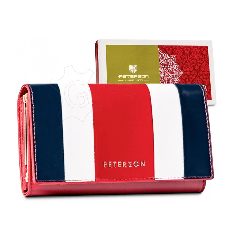 Жіночий шкіряний гаманець Peterson PTN PL-466 MULTI Червоний