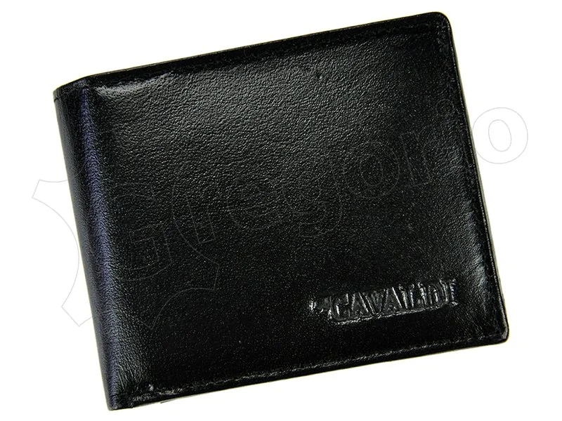 Чоловічий шкіряний гаманець Cavaldi 0035-BS RFID Чорний