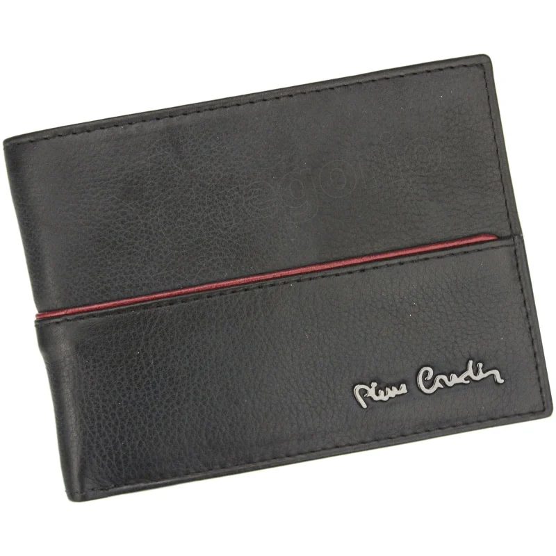 Чоловічий шкіряний гаманець Pierre Cardin TILAK38 8804 RFID чорний + червоний